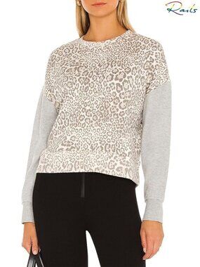 RAILS NWT ALICE COTTON BLEND MIXED GREY CHEETAH SWEATSHIRT. SIZE L